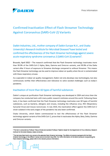 Press Information_ Effect of Daikin Flash Streamer against Coronavirus SARS-CoV-2 Variants.pdf